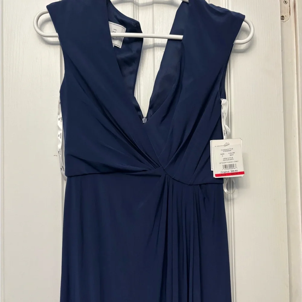 David's Bridal Blue Asymmetrical Ruched Gown - Picture 7 of 8